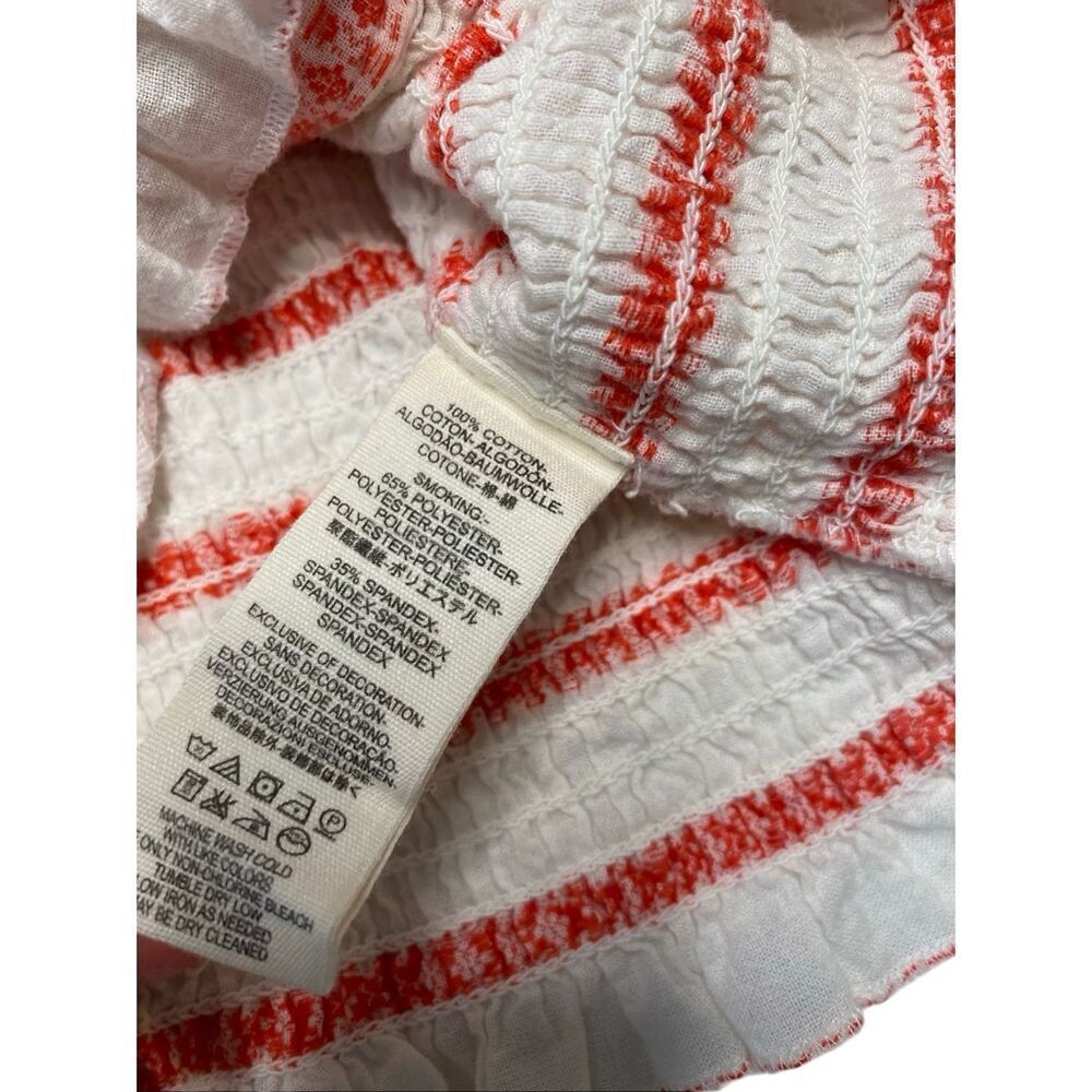 Free People Smocked Lace Up Striped Crop Top Coquette Cottagecore Boho Small - Picture 10 of 14